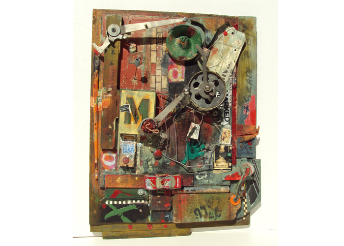 <b>Joan Painter Jones – <i>Chance Takers</i> | mixed media on wood | 18.5″ x 14″ x 2″ | $600</b><br>Anyone visiting my studio loft in the past ten years would agree that it is a chaotic scene. I have collected so many found materials over the years, that there are piles all over the space and my shelves are full. Whenever I am ready to begin creative work, I must first clear an area just big enough to start. Whenever I go up to the loft in my barn to make art, I am truly attempting to bring order, one artwork at a time, out of a field chaos. Joan Painter Jones - Chance Takers | mixed media on wood | 18.5" x 14" x 2" | $600Anyone visiting my studio loft in the past ten years would agree that it is a chaotic scene. I have collected so many found materials over the years, that there are piles all over the space and my shelves are full. Whenever I am ready to begin creative work, I must first clear an area just big enough to start. Whenever I go up to the loft in my barn to make art, I am truly attempting to bring order, one artwork at a time, out of a field chaos.