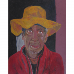 Marcia Polenberg - Homeless Man | oil pastel | 24.5" x 19.5" | $900This man wandered into the Clay  Gallery, April, 2014.  His expressive  face and chaotic persona made a deep impression on me. He was clearly  struggling with mental illness. When he saw that I was drawing, he insisted I take his photo and draw him too. I do worry about how this man is surviving the cold of winter and how he fares throughout the year.
